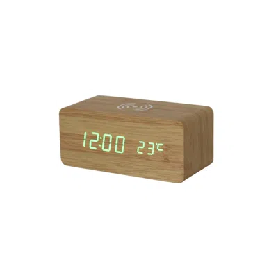 Creative Gifts International Bamboo Wireless Phone Charger/digital Clock In Natural