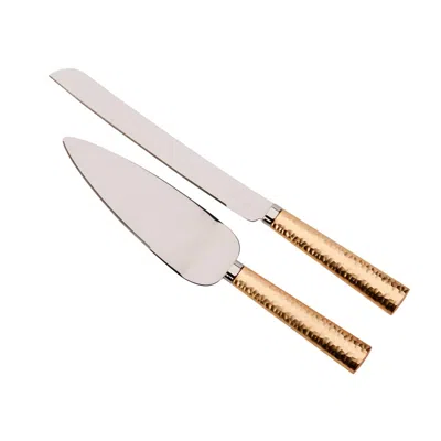 Creative Gifts International Cake Knife & Server Set In Gold Hammered