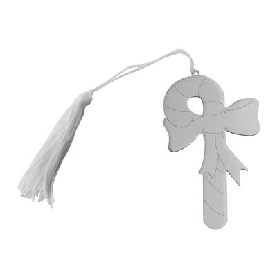 Creative Gifts International Candy Cane Ornament With Tassel In Silver/white In Gray