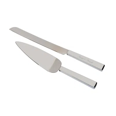 Creative Gifts International Enamel Cake Knife & Server Set In White In Silver