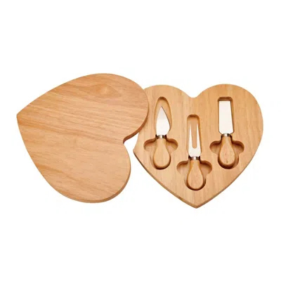Creative Gifts International Heart-shaped Cheese Board & Tool Set In Brown In Neutral
