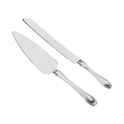Creative Gifts International Knife & Server Set With 2-tone Handles In Silver In Gray