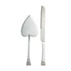 Creative Gifts International Knife & Server Set With Heart Motif In Silver