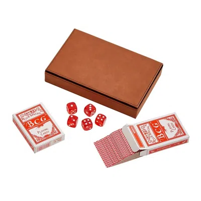 Creative Gifts International Leatherette 2 Card Deck Set, 5" X 7.75" In Caramel