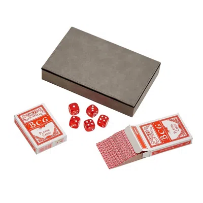 Creative Gifts International Leatherette 2 Card Deck Set, 5" X 7.75" In Grey