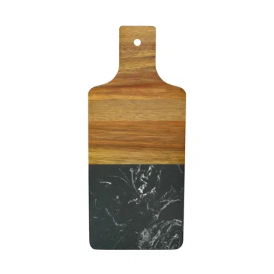 Creative Gifts International Marble And Acacia Wood Handled Board In Black/natural