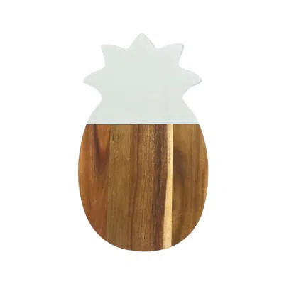 Creative Gifts International Marble And Acacia Wood Pineapple Board In White In Brown