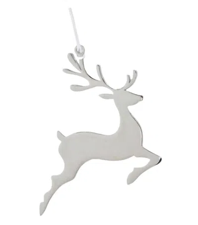 Creative Gifts International Reindeer Ornament With White Tassel In Nickel In Silver