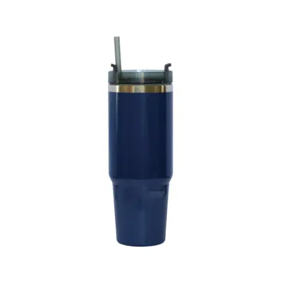 Creative Gifts International Stainless Steel Tumbler With Straw In Navy In Blue