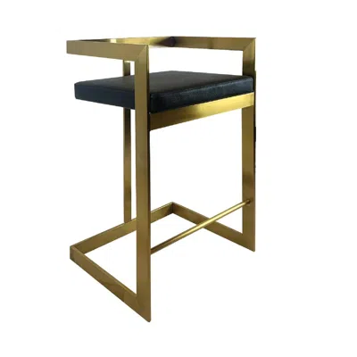 Creative Images Bar Chair, 26", Black, Gold Base