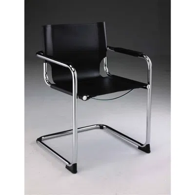 Creative Images Black Leather Arm Chair W/chrome Base