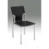 Creative Images Black Leather Side Chair W/chrome Legs, Set Of 4 In Black
