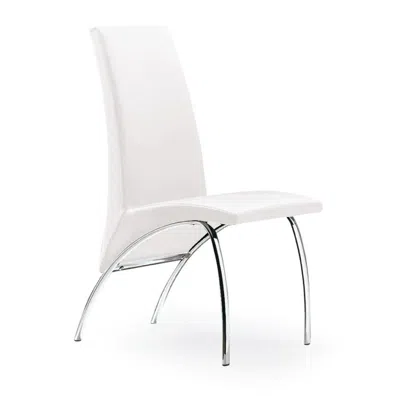 Creative Images Chair,white Pu Chrome Leg, Set Of 2
