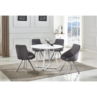 Creative Images Contemporary High Gloss Mdf Dining Table With Metal Table In Black