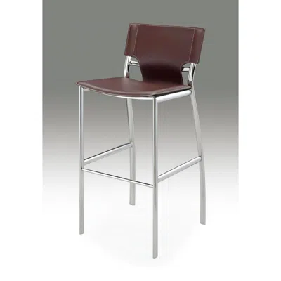 Creative Images Dark Brown Leather Bar Stool, Chrome Base, 25"seat High, Set Of 2