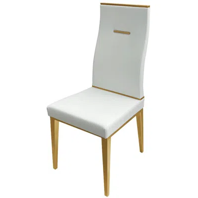 Creative Images Dining Chair With Brushed Gold Base, Set Of 4 In White