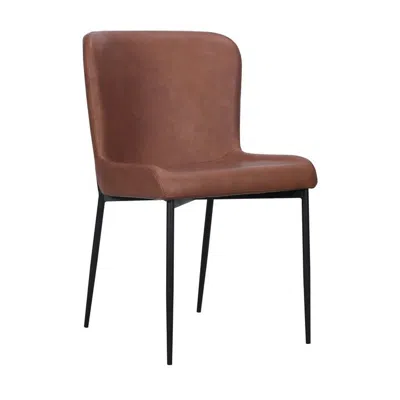 Creative Images Dining Chair With Pu Seat And Black Metal Legs, Set Of 2 In Brown