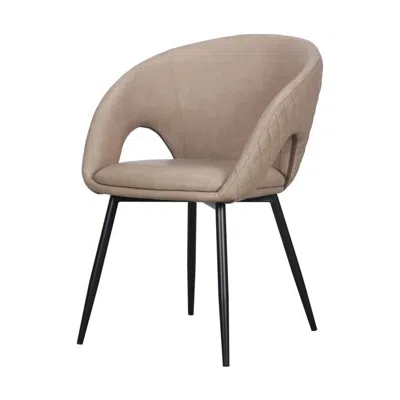 Creative Images Dining Chair With Pu Seat And Black Metal Legs, Set Of 4 In Neutral