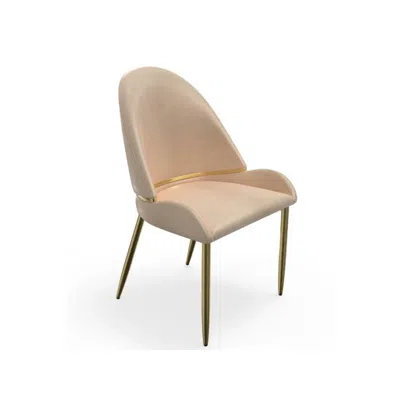 Creative Images International Set Of 2 Champagne Color Pu Leather Dining Chair With Matte Gold Fram