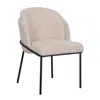 Creative Images International Set Of 2 Cream Fabric Chair With Black Metal Legs