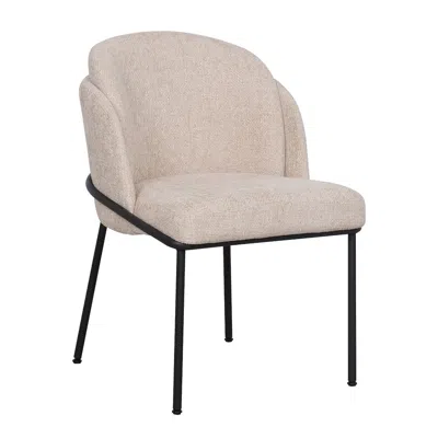 Creative Images International Set Of 2 Cream Fabric Chair With Black Metal Legs