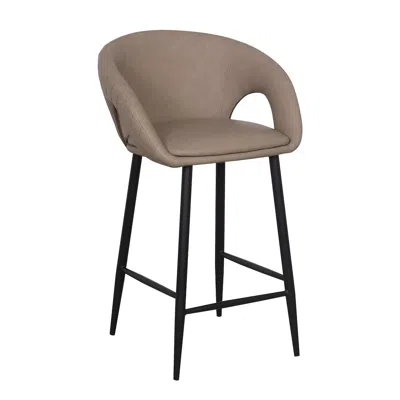 Creative Images International Set Of 2 Quilted Taupe Faux Leather Counter Stools