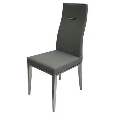 Creative Images Light Gray Dining Chair With Brushed Stainless Steel, Set Of 4