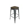 Creative Images Metal Stool, 26", Metal W/ Wood Seat, Set Of 4