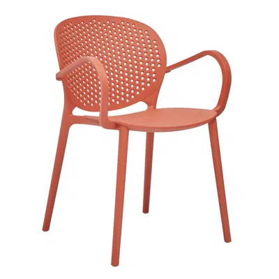 Creative Images Midcentury Polypropylene Arm Chair, Set Of 4 In Red