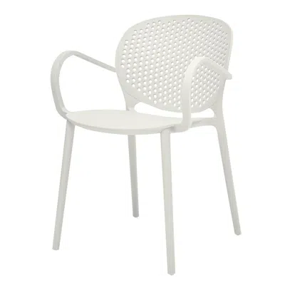 Creative Images Midcentury Polypropylene Arm Chair, Set Of 4 In White