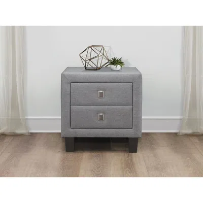 Creative Images Night Stand With One Drawer, Fabric In Gray