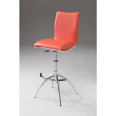 Creative Images Orange Pu Seat, Chrome Base Stool, Set Of 2