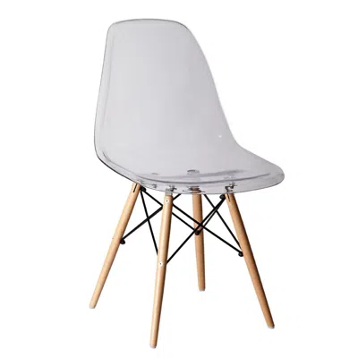 Creative Images Pp Chair With Wood Legs, Clear Seat, Set Of 2 In White