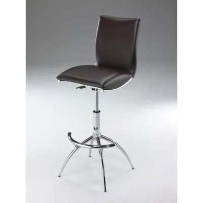 Creative Images Pu Seat, Chrome Base Stool, Set Of 2 In Brown