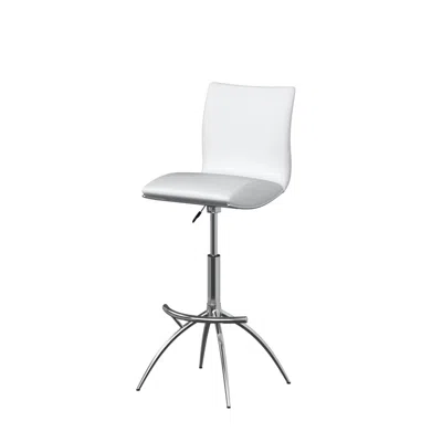 Creative Images Pure White Pu Seat, Chrome Base Stool, Set Of 2