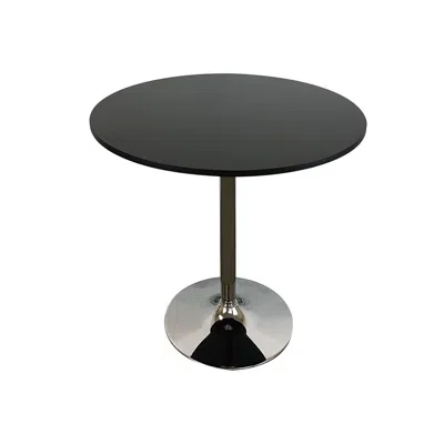 Creative Images Rd Wood Top Dining Table W/ Chrome Base In Gray