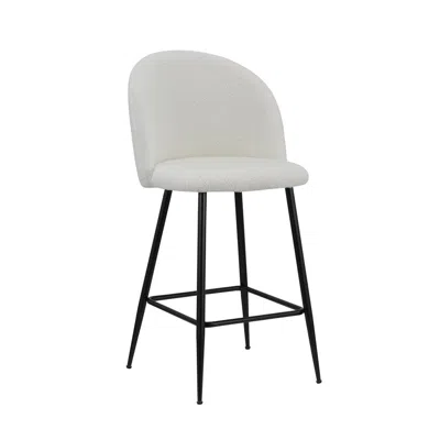 Creative Images Teddy Fabric 26''h Stool With Metal Leg, Set Of 2 In White