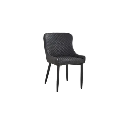 Creative Images Upholstered Dining Chair With Tufted Seat, Dark Gray, Set Of 4