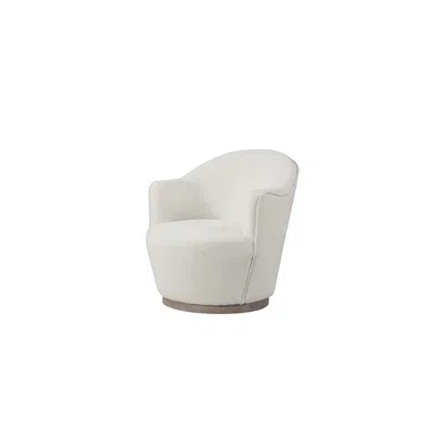 Creative Images Upholstered Fabric Club Chair With Swivel In White