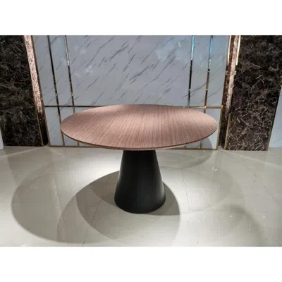 Creative Images Walnut Wood Top Dining Table W/black Powder Coating Base