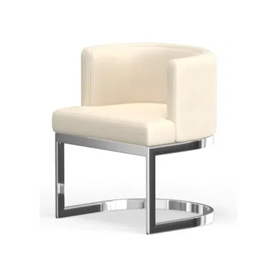 Creative Images Wingback Dining Chair In White Pu Seat, Chrome Base