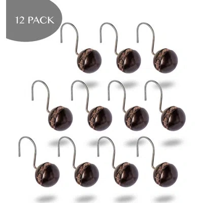 Creative Scents Dublin Decorative Shower Curtain Hooks In Brown