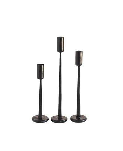 Creative Women Dante Hand Forged Iron Candle Stands, Set Of 3 In Black
