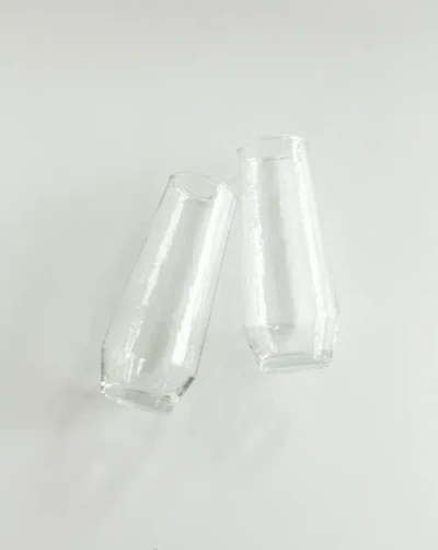 Creative Women Handblown Hammered Champagne Flutes In Transparent