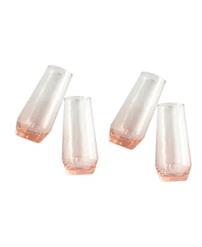 Creative Women Handblown Hammered Champagne Flutes, Set Of 4 In Pink