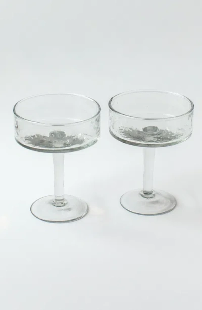 Creative Women Handblown Hammered Coupe Cocktail Glasses In Clear