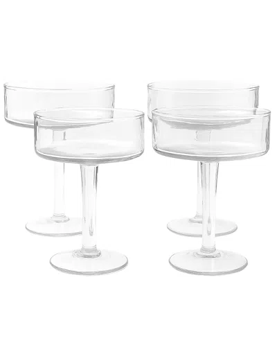 Creative Women Handblown Hammered Coupe Cocktail Glasses, Set Of 4 In Transparent