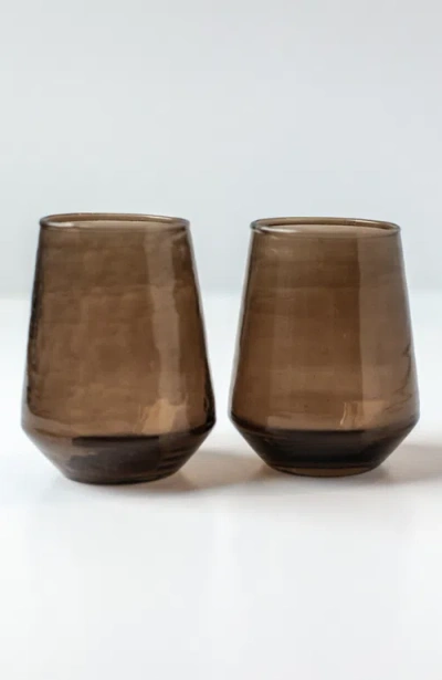 Creative Women Handblown Hammered Glass Water Tumbler In Grey