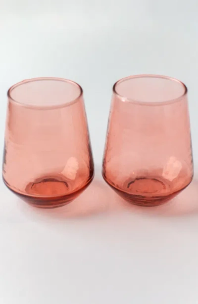 Creative Women Handblown Hammered Glass Water Tumbler In Pink