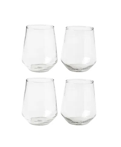 Creative Women Handblown Hammered Glass Water Tumbler, Set Of 4 In Transparent